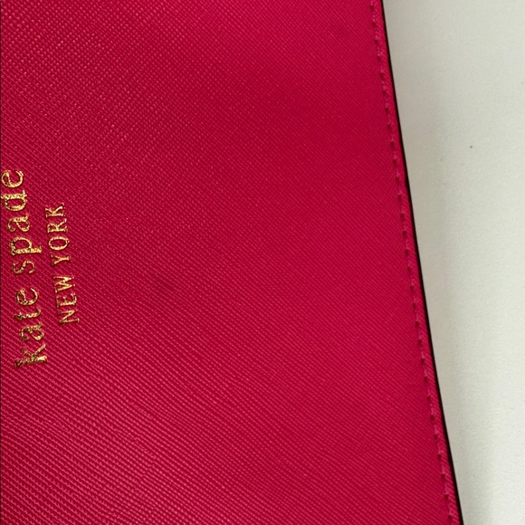 Kate spade hot pink gold crossgrain Leather wristlet wallet large - Picture 6 of 9